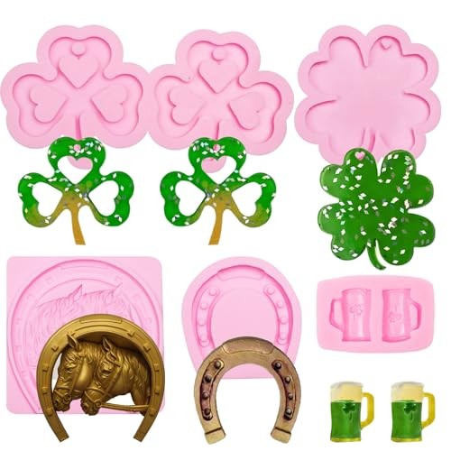 St. Patrick's Day Silicone Chocolate Molds, 5 Pieces Shamrock Pink(XL361) gallery
