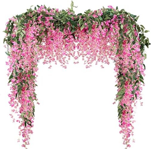 3Pcs 7.2Ft/Piece Artificial Flowers Wisteria Garland Artificial Fuchsia