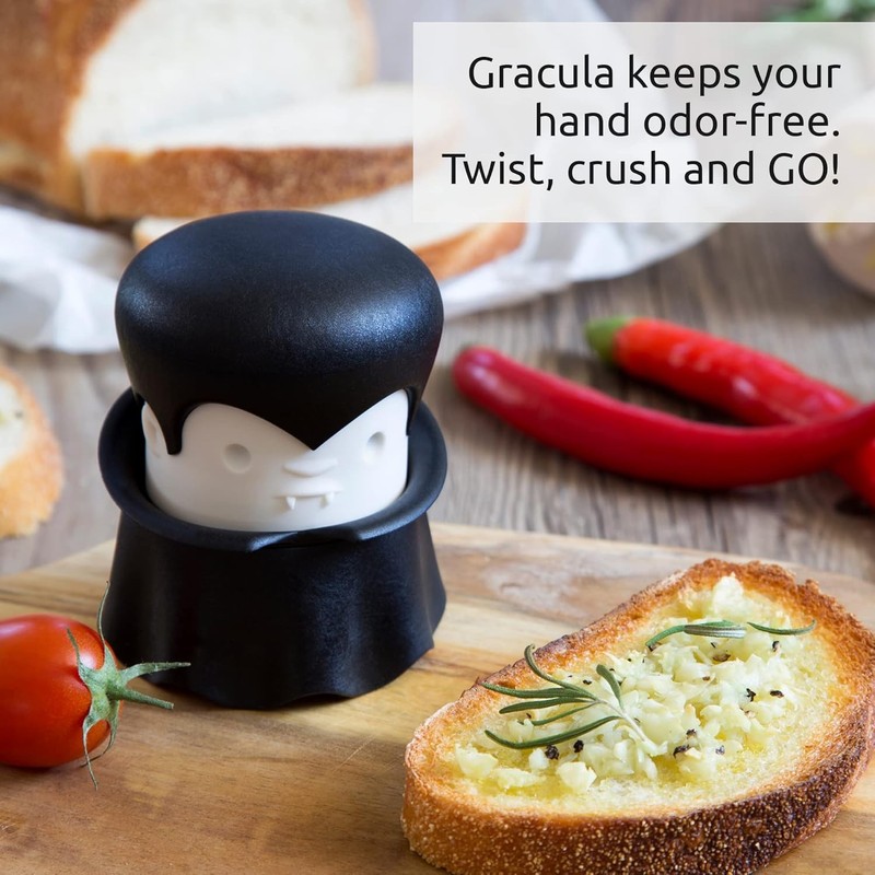 OTOTO Gracula Garlic Crusher, Peeler, Also for Ginger, Nuts, Black gallery