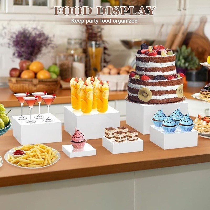 Acrylic Buffet Risers Set Food Display Stand Multifunctional Parties Events 6Pcs gallery