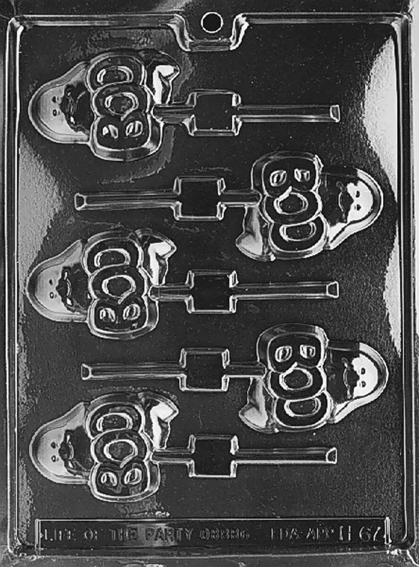 H067 Boo Ghost Lollipop Halloween Chocolate Candy Soap Molds w/Instructions