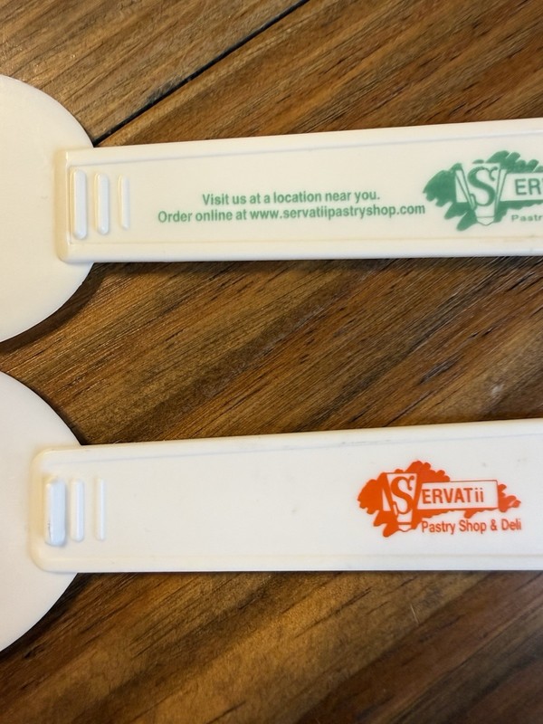 Lot Of 2 Servatti Pastry Shop And Deli Cake Slicer White Adverstising gallery