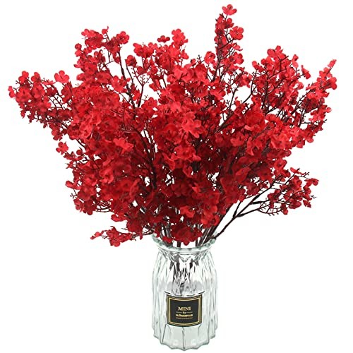 10 Pcs Babys Breath Artificial Flowers Real Touch Fake Flowers Silk Plants Red gallery