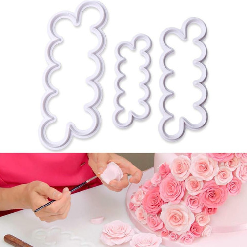 NEW Cake Decorating Gumpaste Rose Cutter Set Pack of 3 Mold Baking Tool gallery