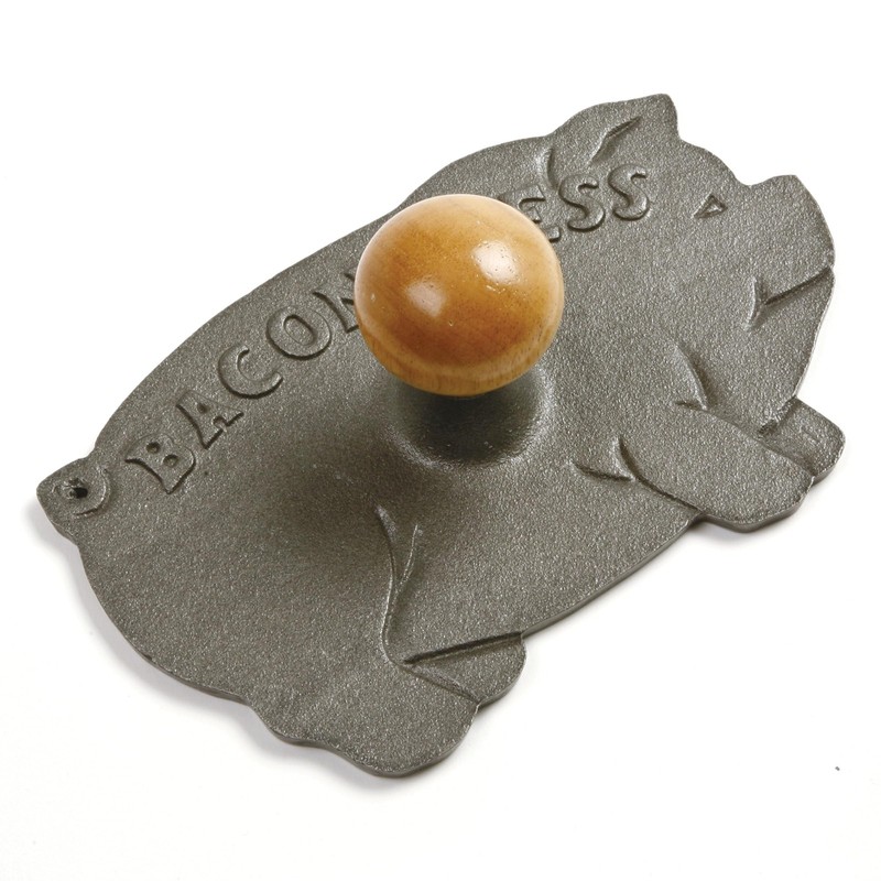 Norpro Cast Iron Pig Shaped Bacon Press with Wood 8.5in/21.5cm, As Shown gallery