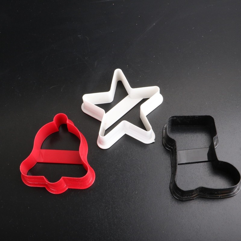 3 Cookie Cutters Plastic Bell Star Stocking