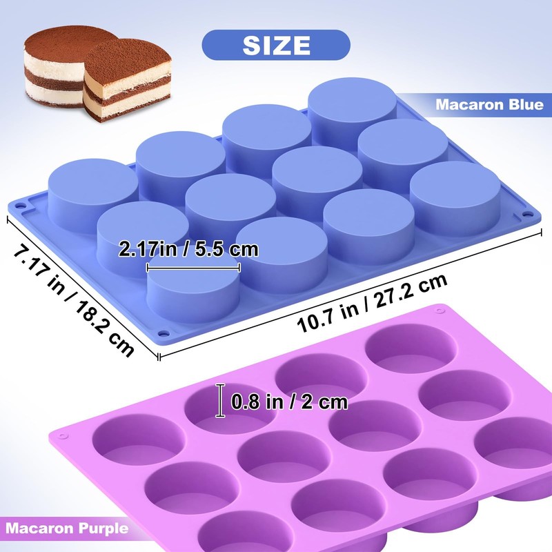 2Pack 12-Cavity Silicone Oreo Round Molds Cylinder Candy Chocolate Pudding Molds gallery
