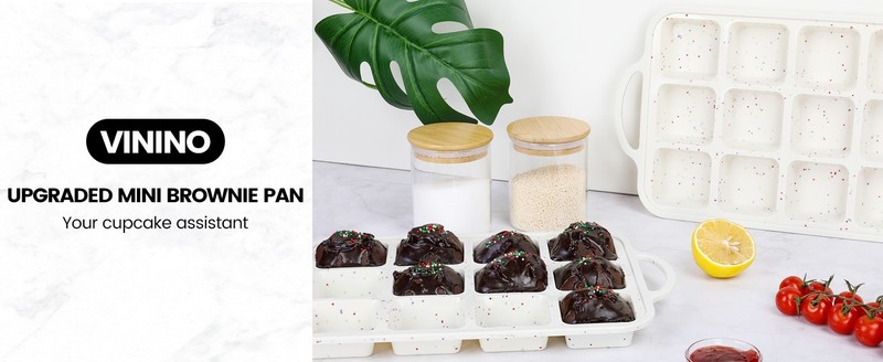 Silicone Brownie Pan With Dividers, 2 Pack Mini Loaf Pan for Baking Individual, gallery