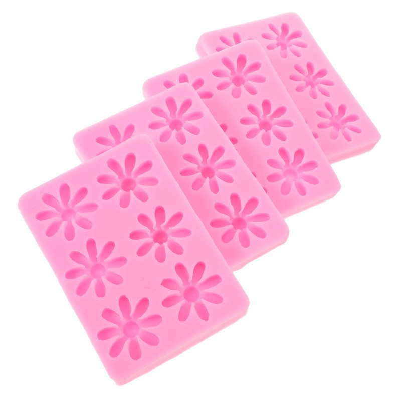 4pcs Silicone Candy Molds For Chocolate Baking Floral Pattern 6 Slots 2.8 cm gallery