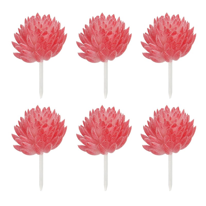 6 Pcs Artificial Succulent Plants, Fake Artificial Flocking Lotus, Red