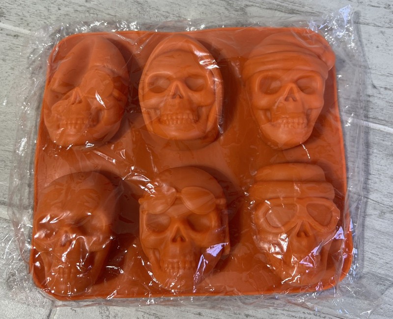 Large Halloween Skull Silicone Cake Mold 2 Pieces 6 Skulls on each Baking Mold gallery