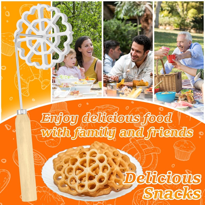 4.8 Inch Bunuelos Mold With Handle Detachable Rosette Iron Flower Cookie gallery