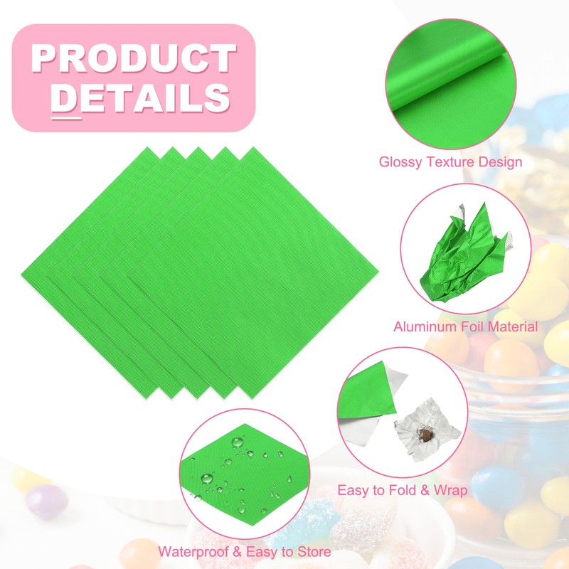 400 Pcs Candy Foil Wrappers, 3.1 x 3.1 Inch Chocolate Wrappers, Green gallery