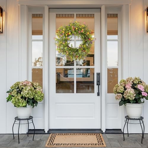 20" Boxwood Wreath for Front Door – Lush Greenery Wreath with Colorful Multi1 gallery