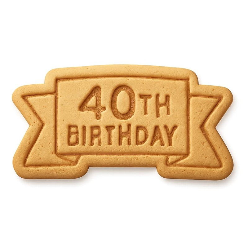 40th Birthday Banner Cookie Cutter & Stamp, Fondant & Clay – 4×2