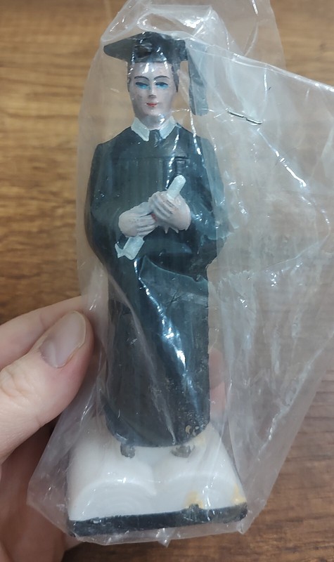 Vintage Wilton Graduate Cake Topper White Male Blue Eyes Graduation B16