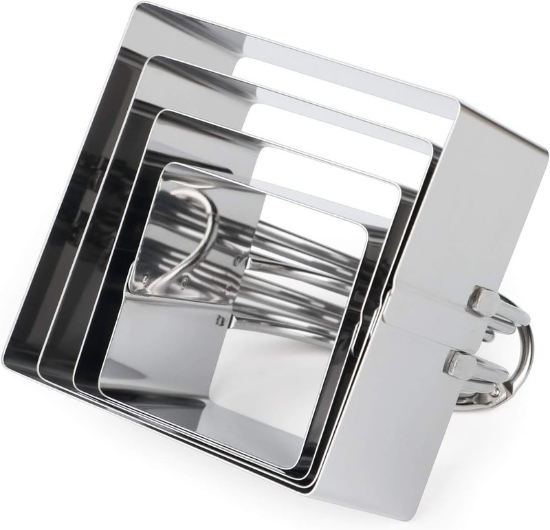 Square Biscuit Cutter Set 4 Pieces/Set, Stainless Steel Cookies Cutter with H... gallery