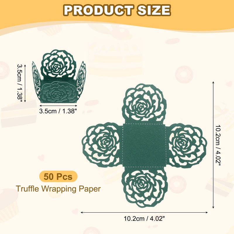 50PCS 4 Inch Truffle Wraps for Wedding Birthday, Dark Green gallery