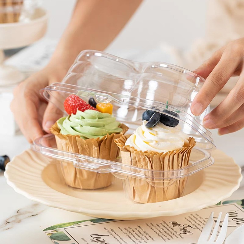 100pcs 2 Cavity Clear Cupcake Boxes with Lids, BPA-Free, Perfect for Cupcakes... gallery