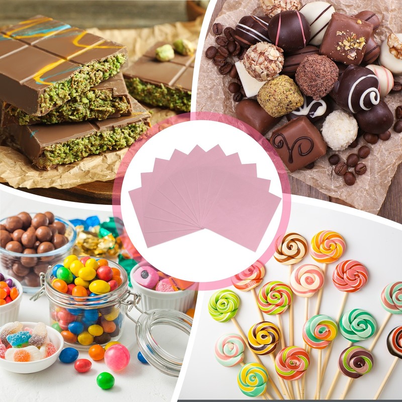200 Pcs Candy Foil Wrappers, 7.87 x 7.87" Chocolate Wrappers, Light Pink gallery
