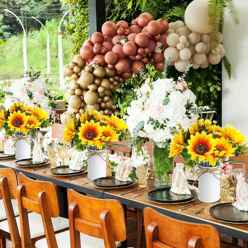 Silifine 12 Sets Sunflowers Centerpieces Tables Artificial Sunflower Vase gallery