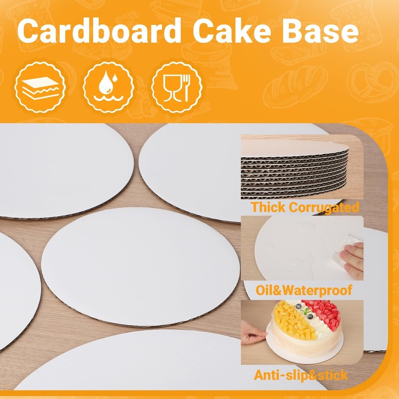 White Cake Circles 50 Pack 10 inch Corrugated Cardboard Round Greaseproof gallery