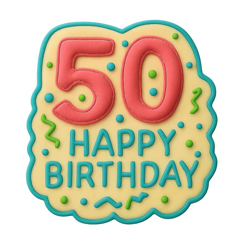 50th Birthday with Confetti Cookie Cutter & Stamp, Fondant & Clay - 4x4 gallery