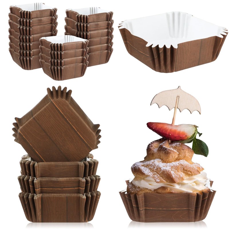 300 Pcs Square Cupcake Liners 2.36 Inches Square Baking Cups Brownie Cupcake …