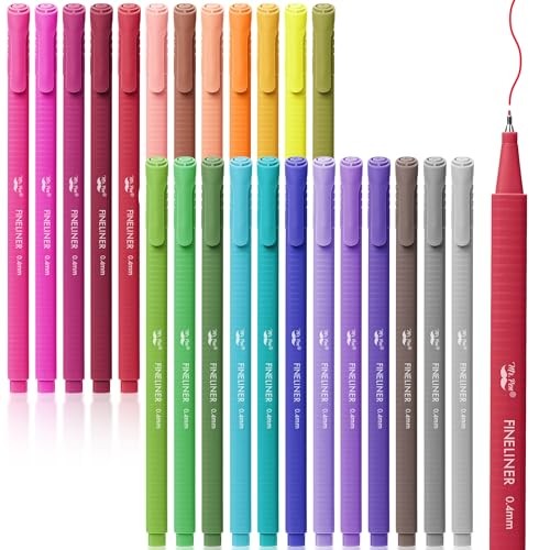 - Colored Fineliner Pens, 24 Pack, 0.4mm, Ergonomic Triangular Barrels, Smooth gallery