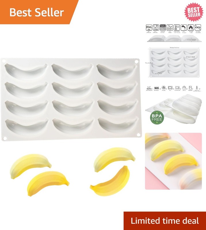 3D Banana Shaped Silicone Mold - 12-Cavity for Creative Baking & Dessert Design