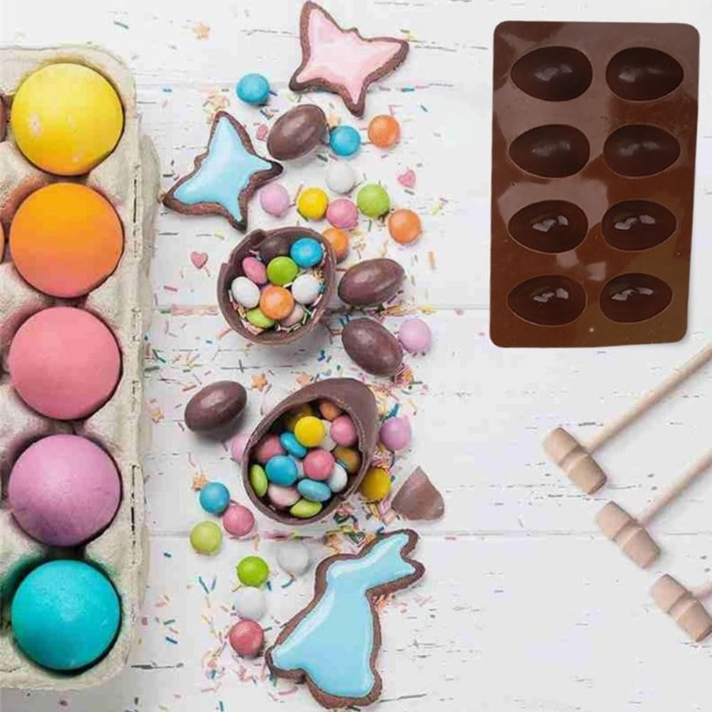 8-Cavity Easter Egg Shape Silicone Molds, Pan Baking Supplies for Cake Decora... gallery