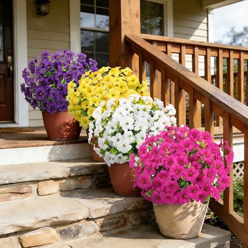 20 Bundles Artificial Petunias Flowers for Outdoors, Faux Silk Multi Color gallery