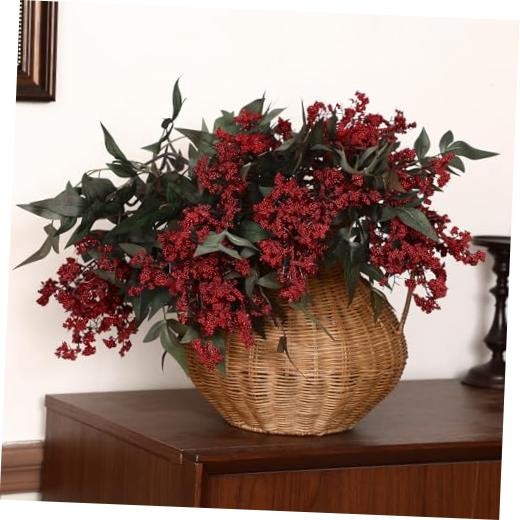 Pcs Artificial Berry Stems Fall Decor | Faux Nandina Branches 35 Inch 5 Red