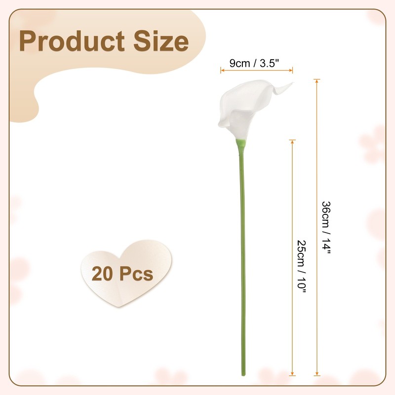 20pcs Artificial Calla Lily Fake Silk Flowers for Home Decor, White gallery