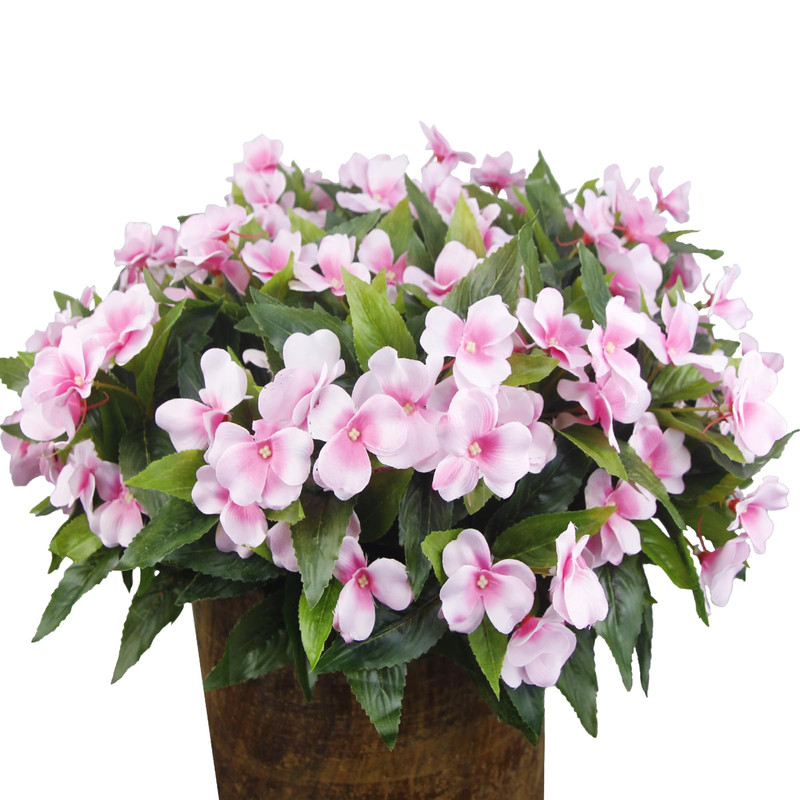 Faicoia 8 Pcs Artificial Impatiens Flowers For Outdoors Faux Impatiens Bushes