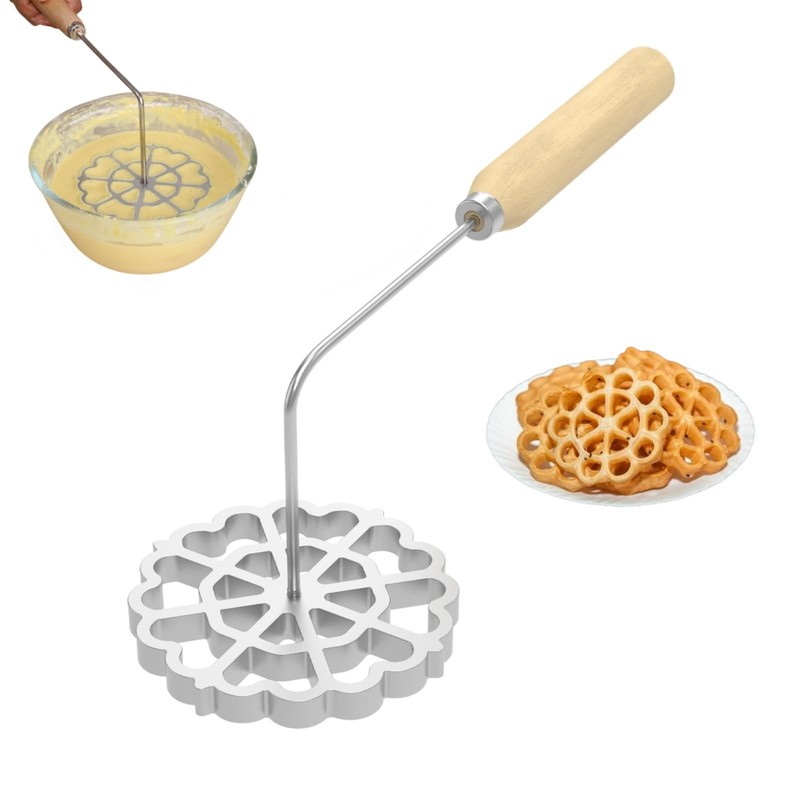 4.8 Inch Bunuelos Mold With Handle Detachable Rosette Iron Flower Cookie