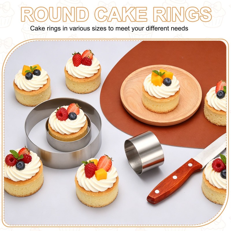 Round Cake Ring, 7.01" Dia x 3.15" H Stainless Steel Cooking Rings gallery