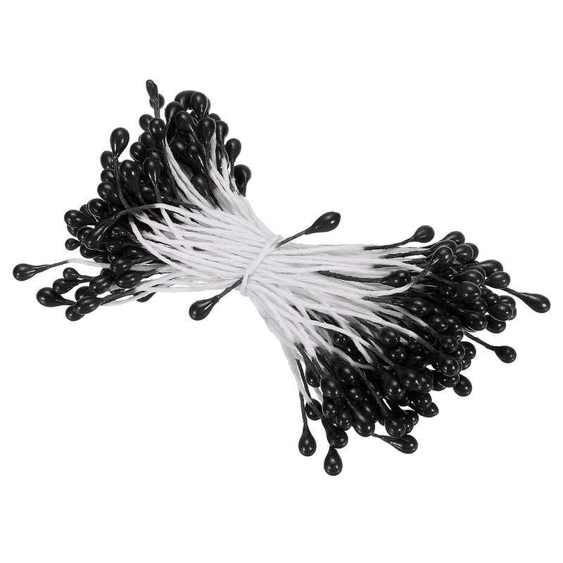 3mm Double Heads Flower Stamen, 150 Pcs Artificial Flower Stamen Pistil, Black