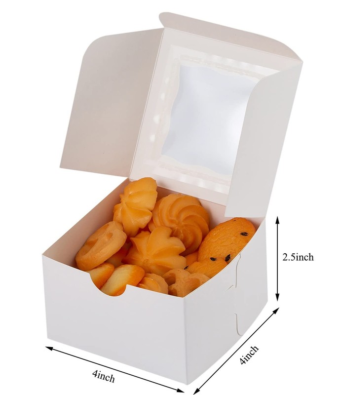 100Pcs Paper Cookie Boxes With Window Small Bakery Boxes 4x4x2.5 Inches Mini ... gallery