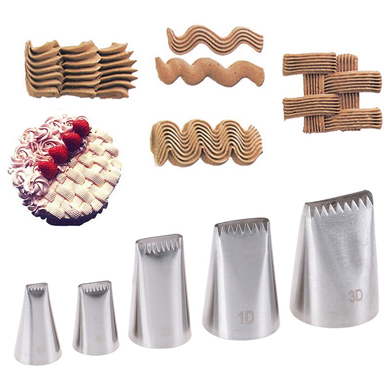 5pcs Basket Weave Tips Icing Piping Nozzle Stainless Steel Writing Tube Noz.t2
