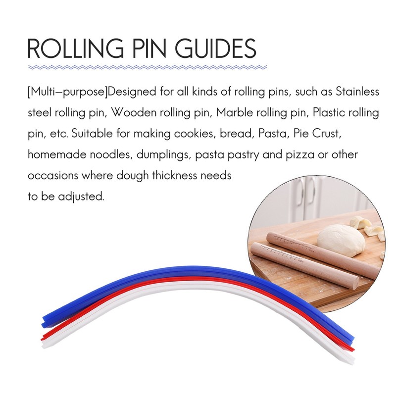 Silicone Measuring Dough Thickness Strips 38cm,Rolling Pin Spacers Sticks1357 gallery