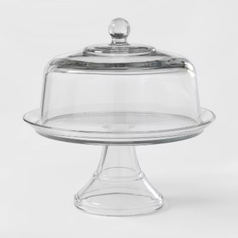 Classic 2pc Glass Cake Stand with Dome Traditional Round Cupcake Display gallery