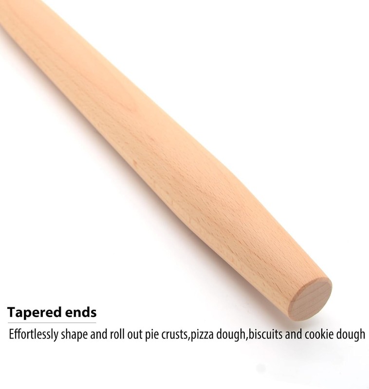 16" Beech Wood French Rolling Pin Tapered Wooden Pastry Pizza Dough Baking Tool gallery
