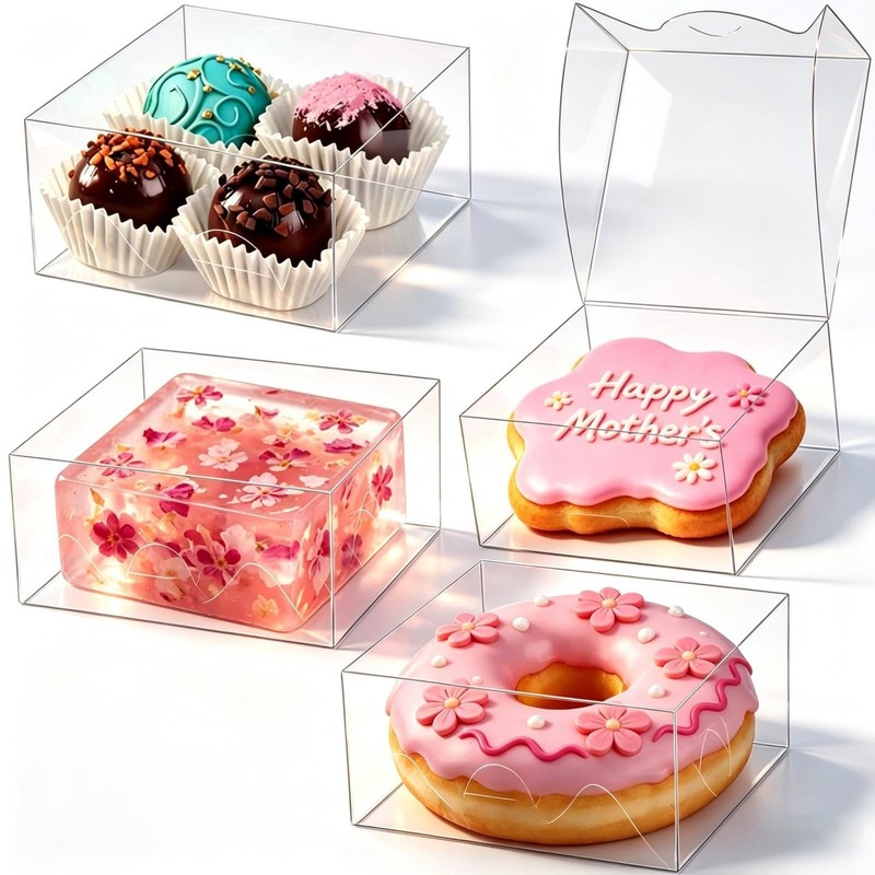 3.25″X3.25″X1.5″ 100PCS Clear Chocolate Truffle Boxes for 4,Cookies Boxes Soa…