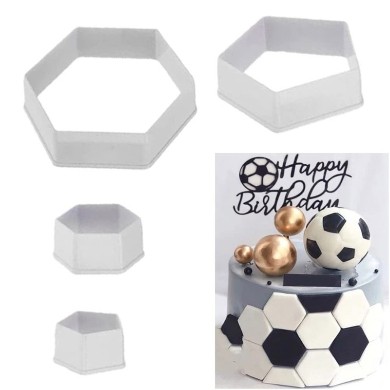 Soccer Ball Cookie Cutter,Hexagon Cookie Cutter,Football Cake Decorations – 4…