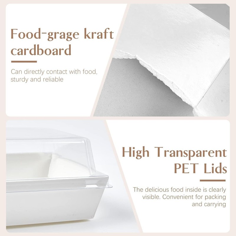Paper Charcuterie Boxes with Clear Lids, 50 Pack, 5 Inch, White | Small, Squa... gallery