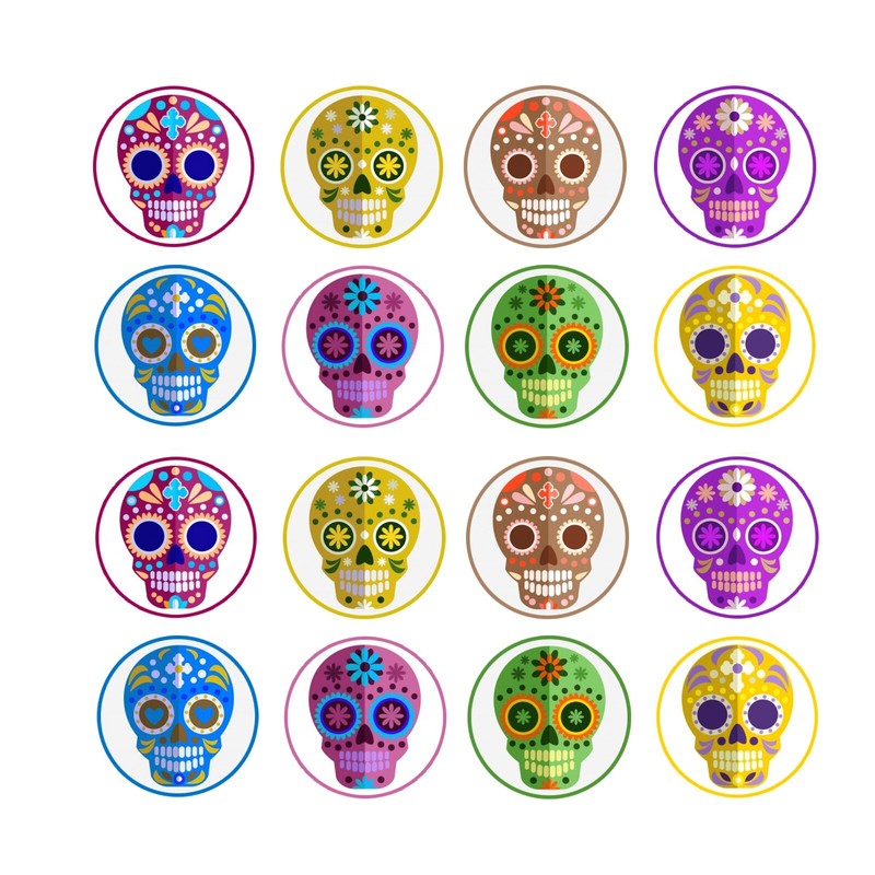 Edible Sugar Skulls Wafer cupcake Topper Decorations gallery