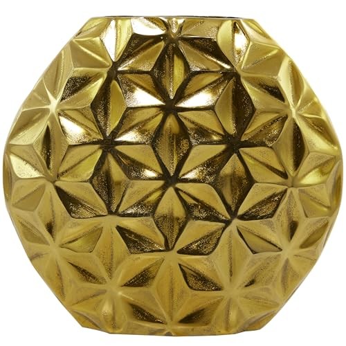 Aluminum Metal Geometric Decorative Vase Faceted Centerpiece Vase, Flower Gold gallery