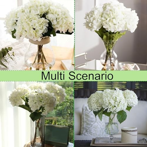 5Pcs Realistic Hydrangea Artificial Flowers with Stems 21 Inch Lifelike White gallery