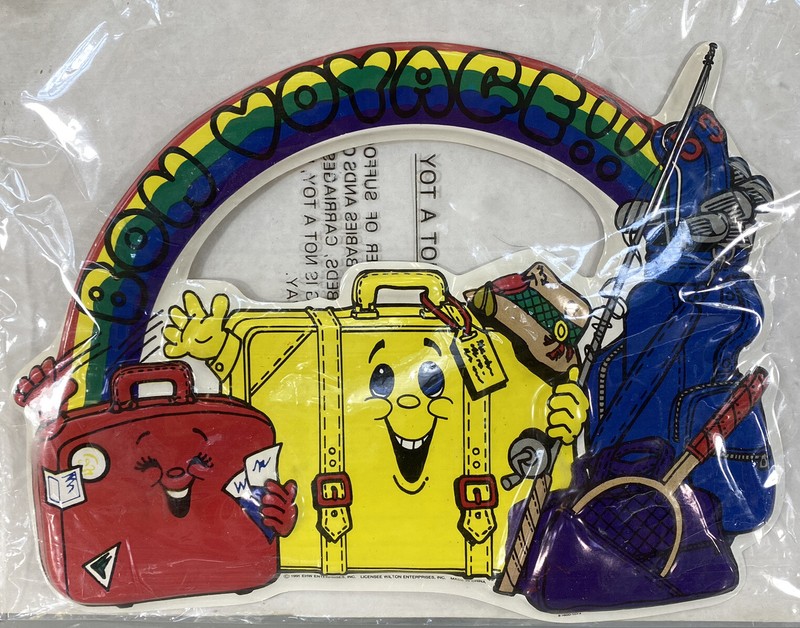 Vintage Bon Voyage Cake Decorating Kit Sign Luggage Suitcases Rainbow Wilton ‘91
